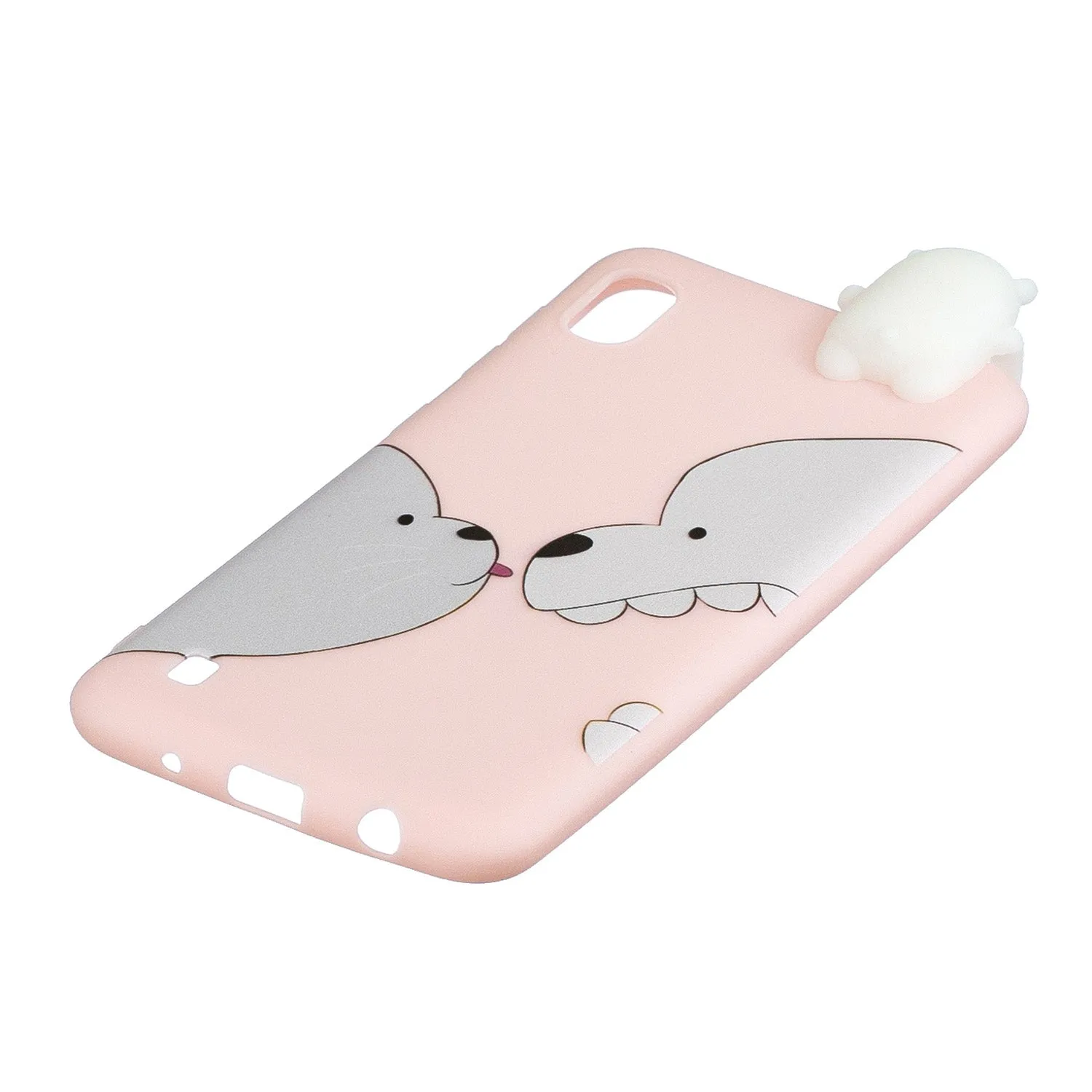 For Samsung A01 Soft TPU Case Back Cover 3D Cartoon Painting Mobile Phone Shell Big white bear