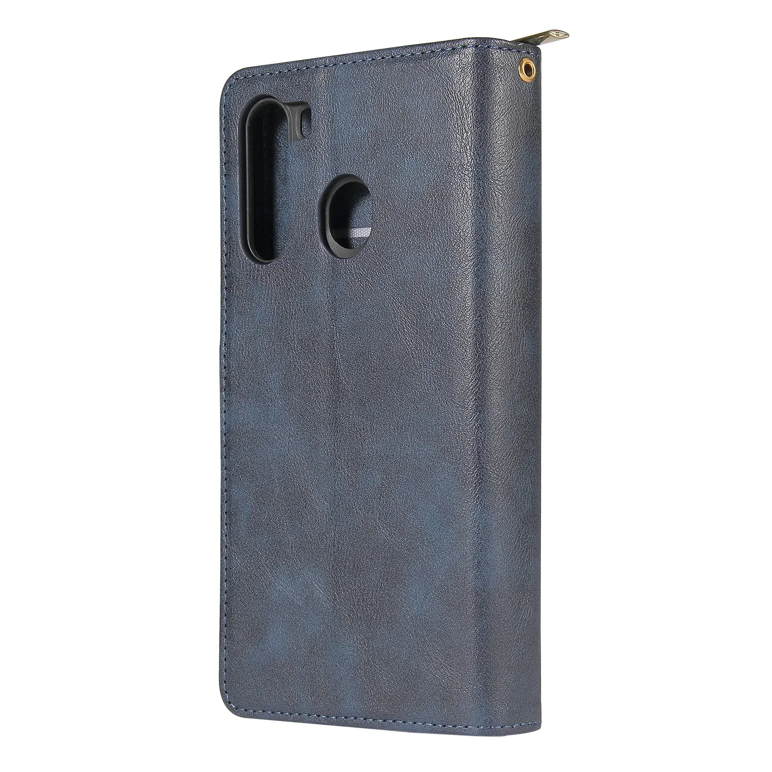 For Samsung A01/A21/A31/A41/A51 Pu Leather  Mobile Phone Cover Zipper Card Bag   Wrist Strap blue