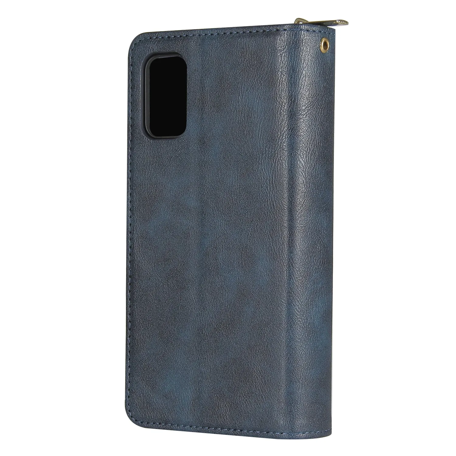 For Samsung A01/A21/A31/A41/A51 Pu Leather  Mobile Phone Cover Zipper Card Bag   Wrist Strap blue