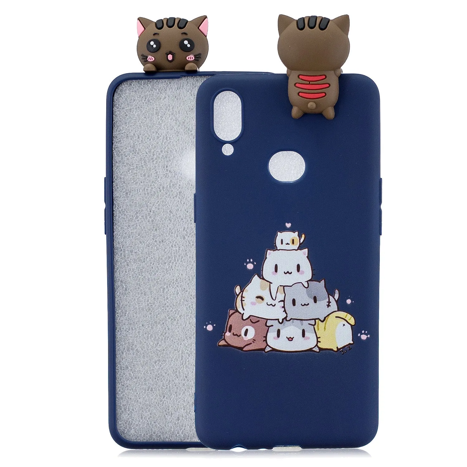 For Samsung A10S A20S Color Painting 3D Cartoon Animal Full Protective Soft TPU Mobile Phone Case Rose red