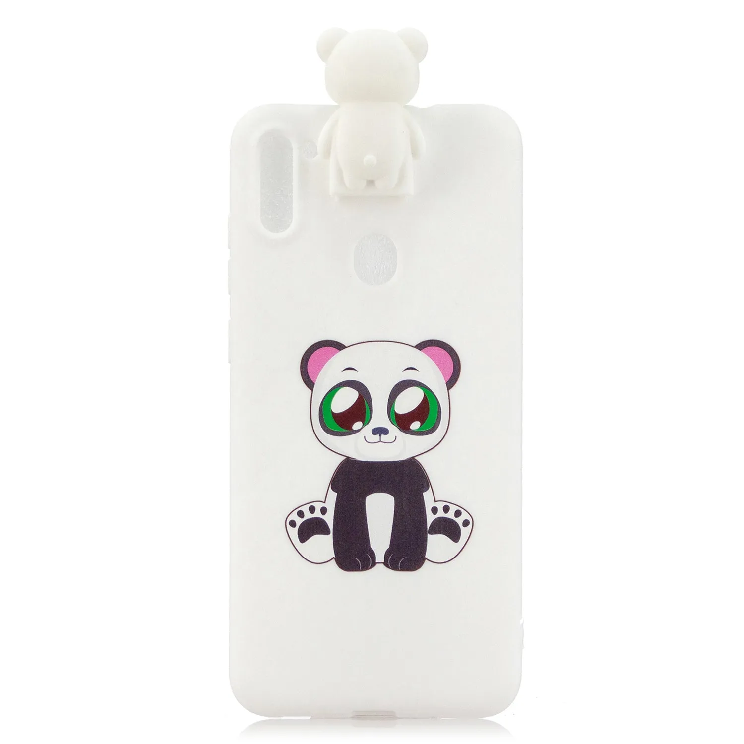 For Samsung A11 Soft TPU Back Cover Cartoon Painting Mobile Phone Case Shell with Bracket Striped Bear