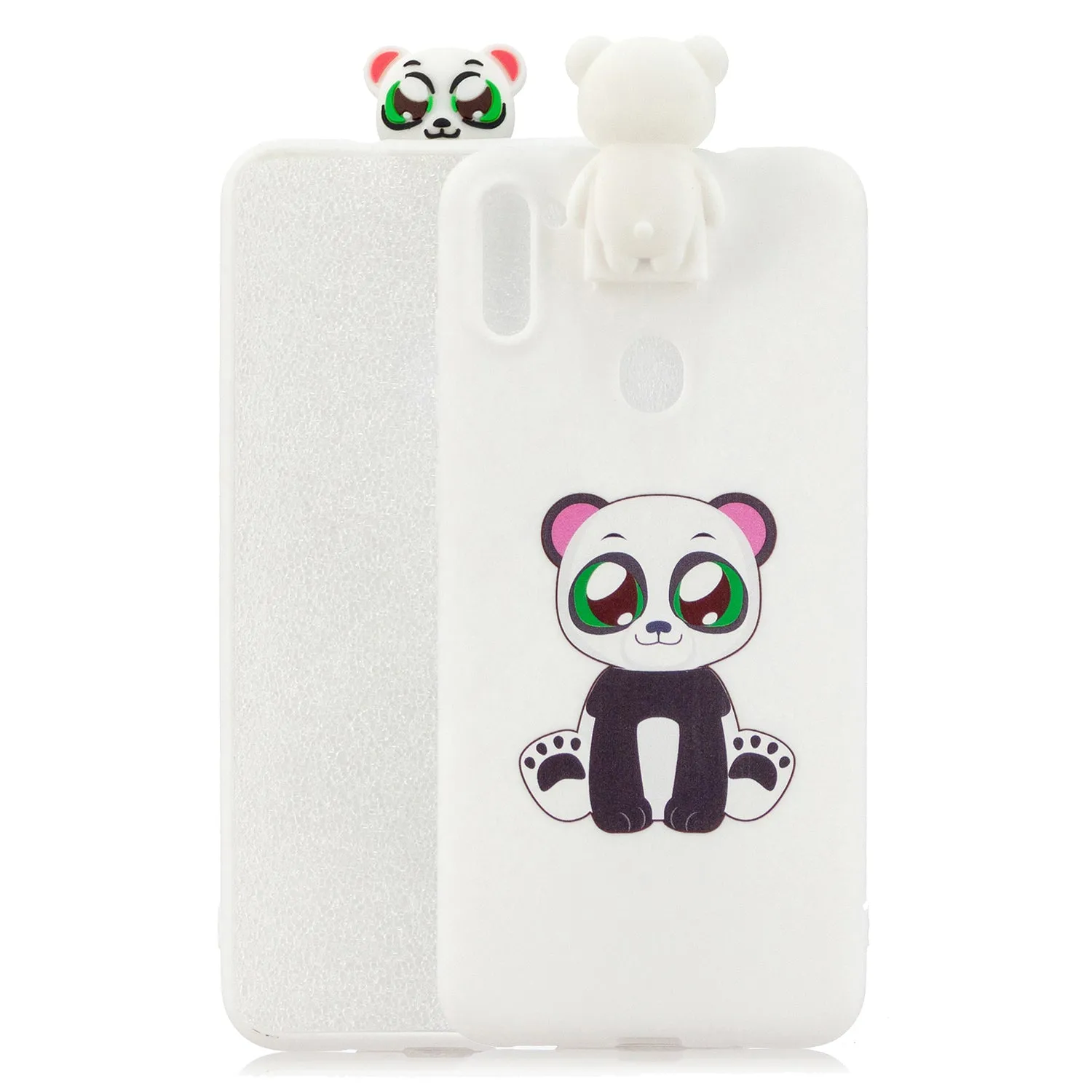 For Samsung A11 Soft TPU Back Cover Cartoon Painting Mobile Phone Case Shell with Bracket Striped Bear