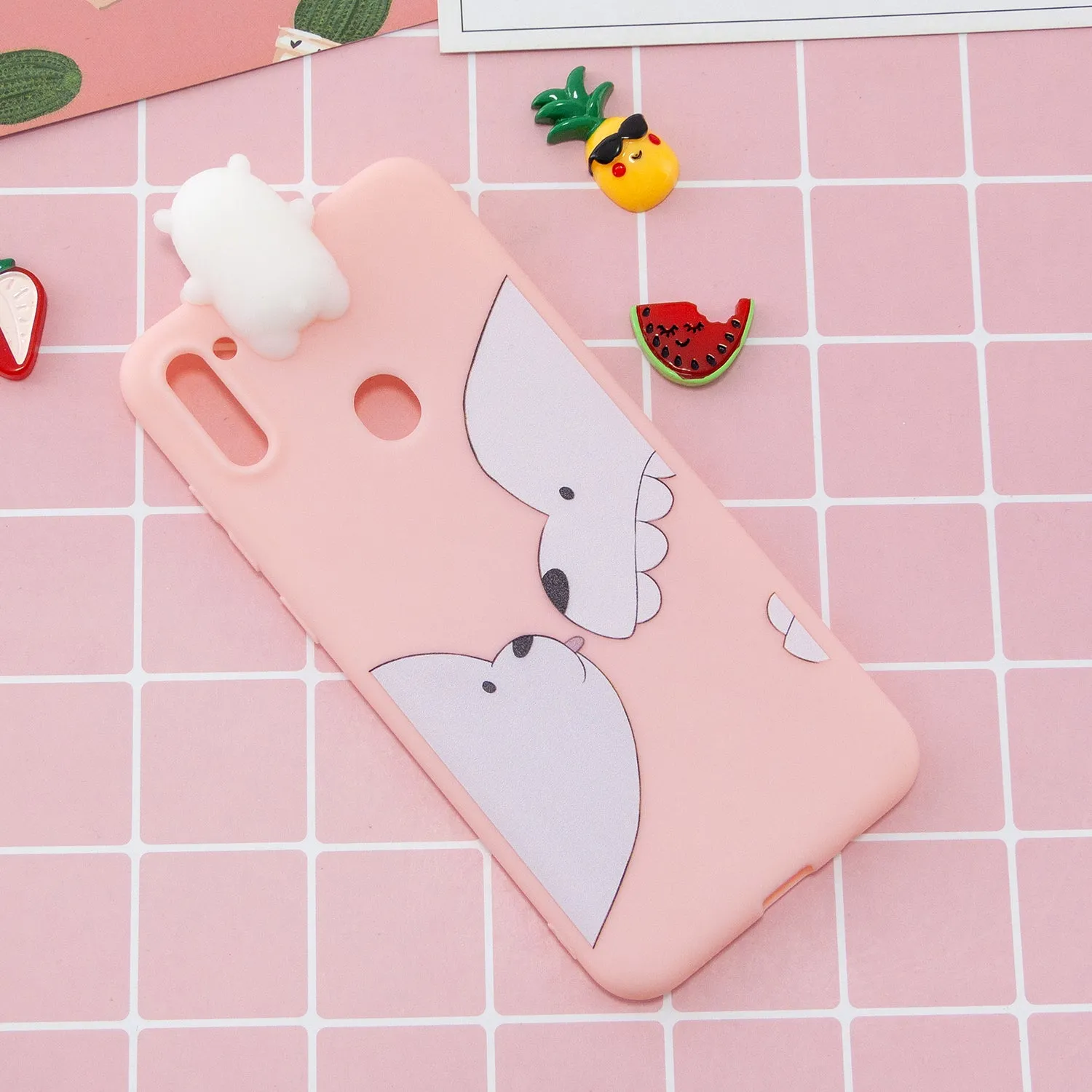For Samsung A11 TPU Back Cover 3D Cartoon Painting Soft Mobile Phone Case Shell Smiley panda