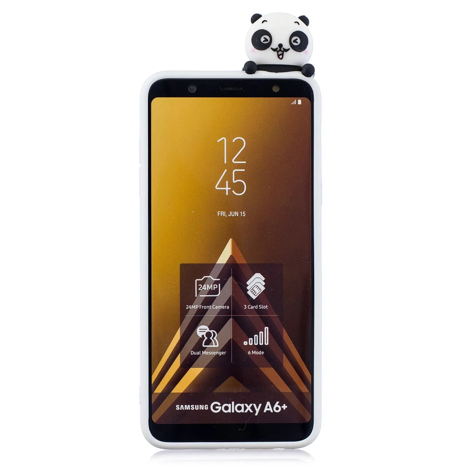 For Samsung A6 plus 2018 3D Cartoon Lovely Coloured Painted Soft TPU Back Cover Non-slip Shockproof Full Protective Case Striped bear