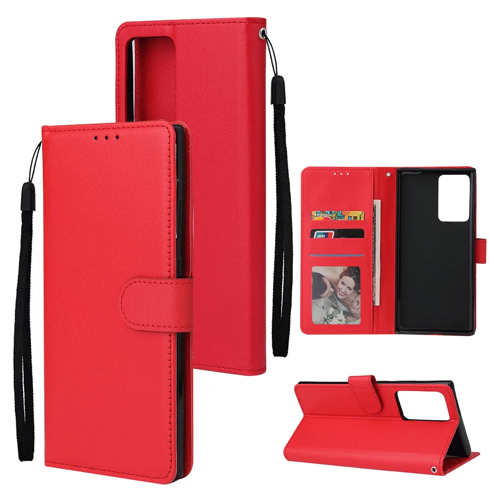 For Samsung Note 20/Note 20 Ultra PU Leather Three-card Photo Frame Front Buckle Mobile Phone shell blue