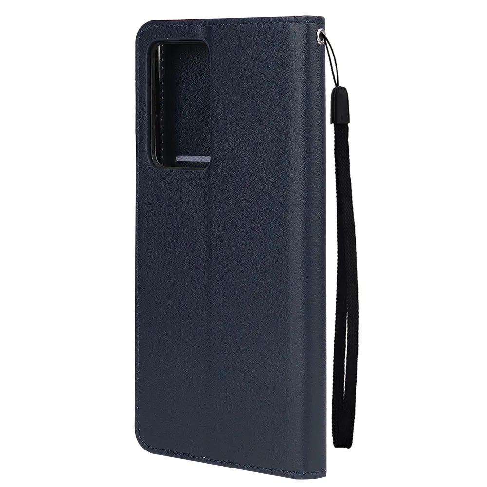 For Samsung Note 20/Note 20 Ultra PU Leather Three-card Photo Frame Front Buckle Mobile Phone shell blue
