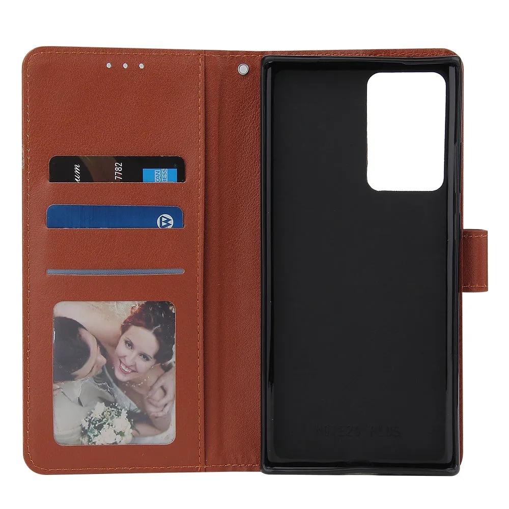 For Samsung Note 20/Note 20 Ultra PU Leather Three-card Photo Frame Front Buckle Mobile Phone shell Red wine