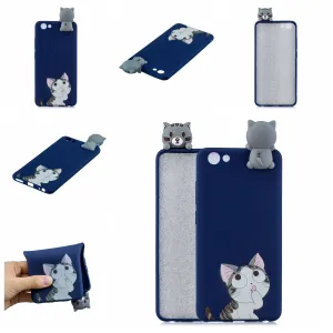For VIVO Y71 3D Cute Coloured Painted Animal TPU Anti-scratch Non-slip Protective Cover Back Case big face cat