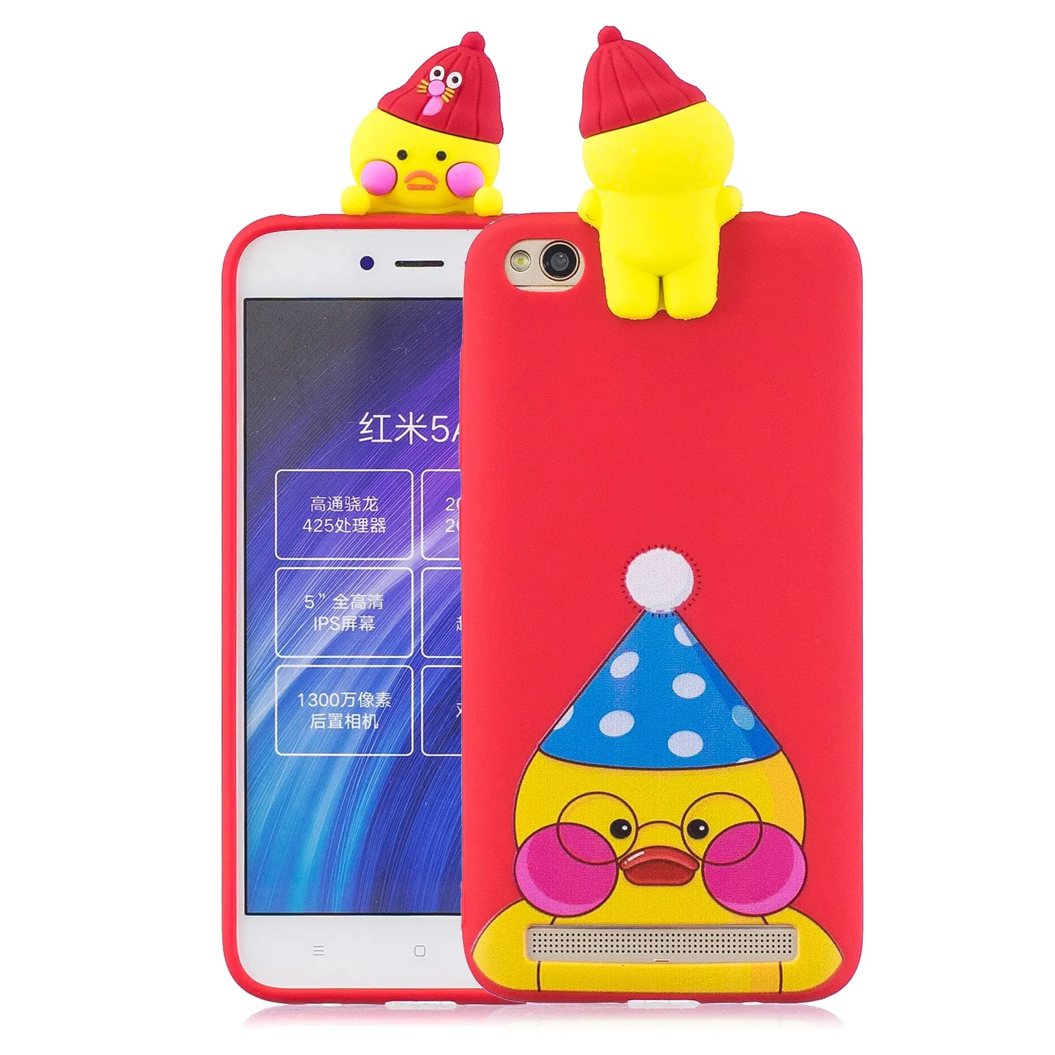 For XIAOMI Redmi 5A 3D Cute Coloured Painted Animal TPU Anti-scratch Non-slip Protective Cover Back Case Light blue