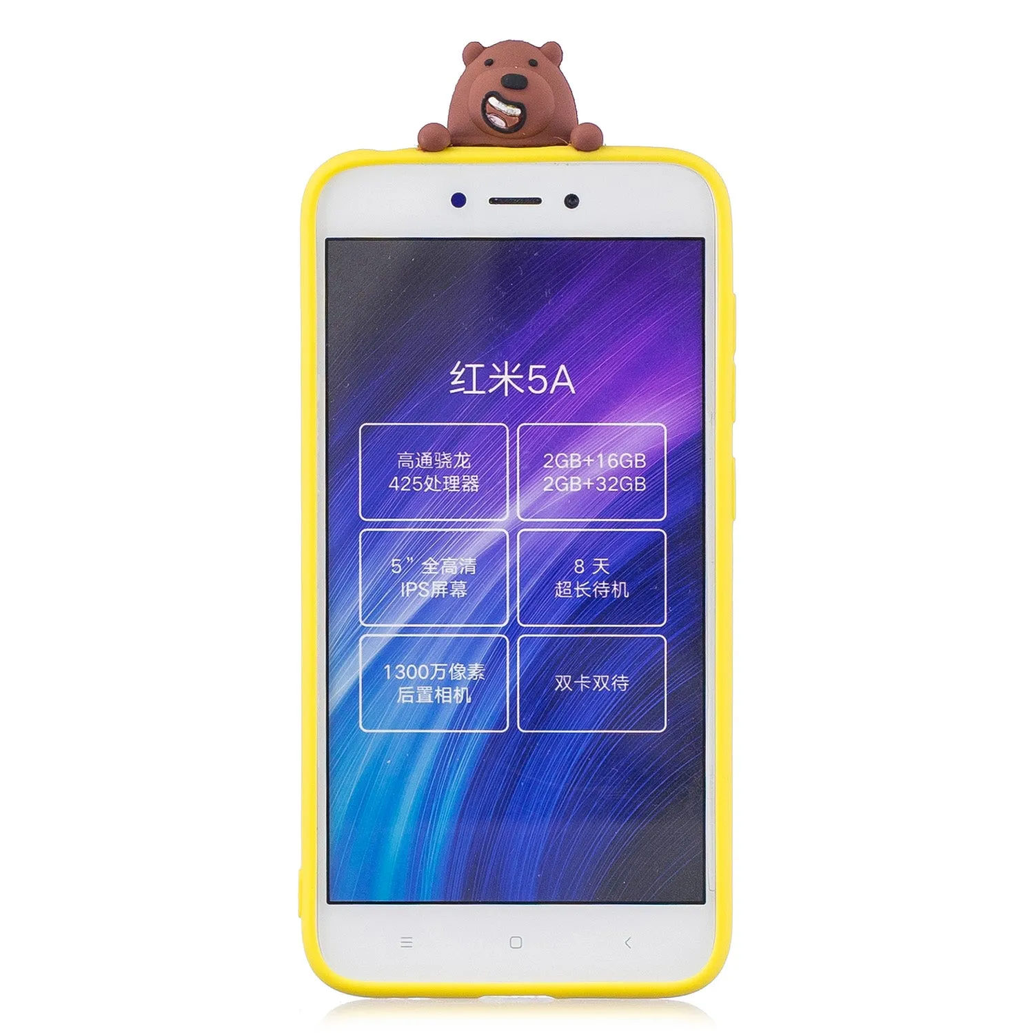 For XIAOMI Redmi 5A 3D Cute Coloured Painted Animal TPU Anti-scratch Non-slip Protective Cover Back Case Light blue