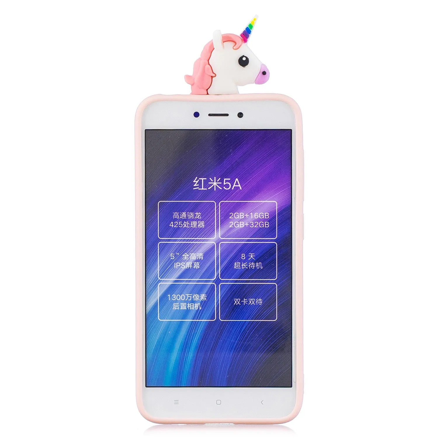 For XIAOMI Redmi 5A 3D Cute Coloured Painted Animal TPU Anti-scratch Non-slip Protective Cover Back Case Light blue