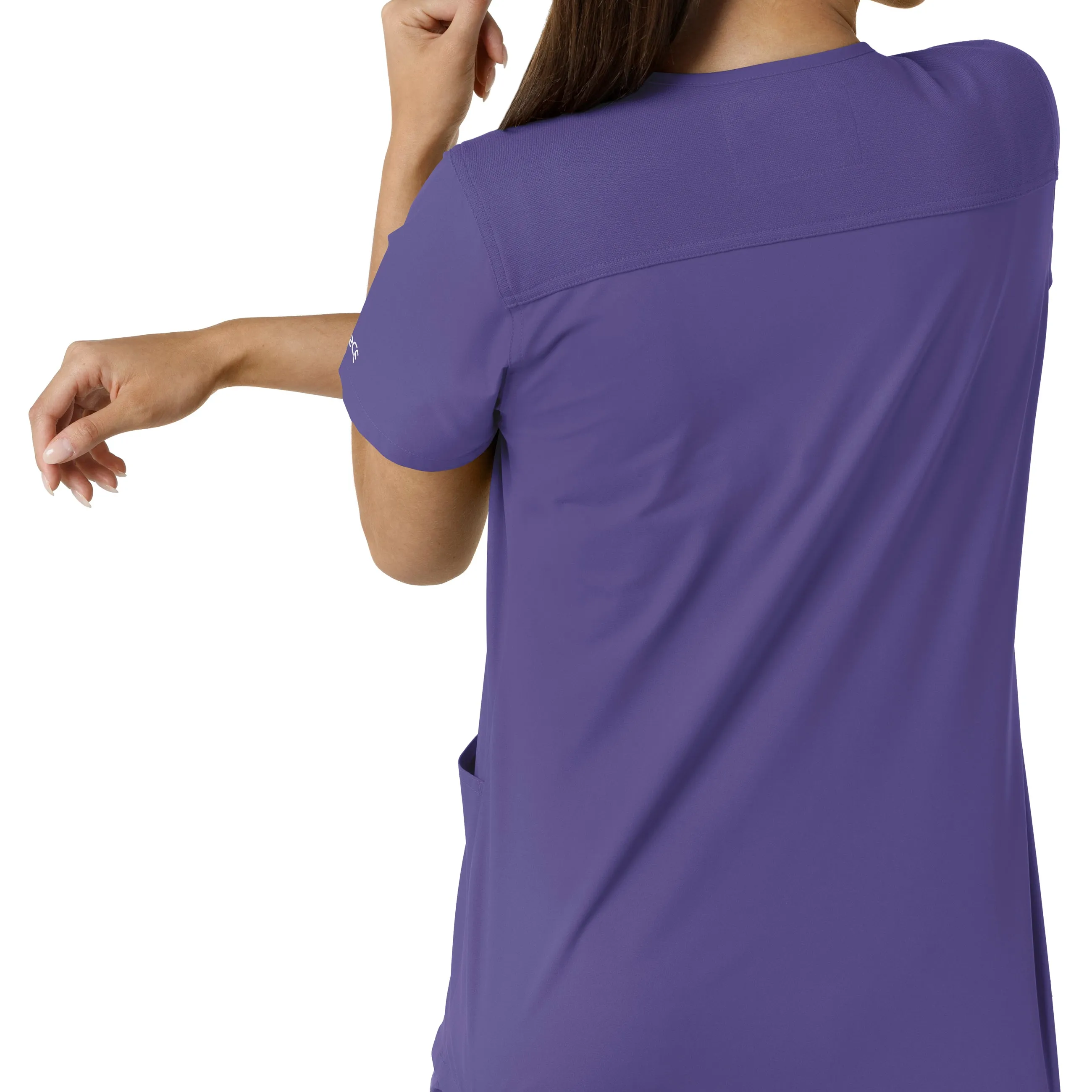 Force Essentials C12313 V-Neck Knit Panel Scrub Top Grape
