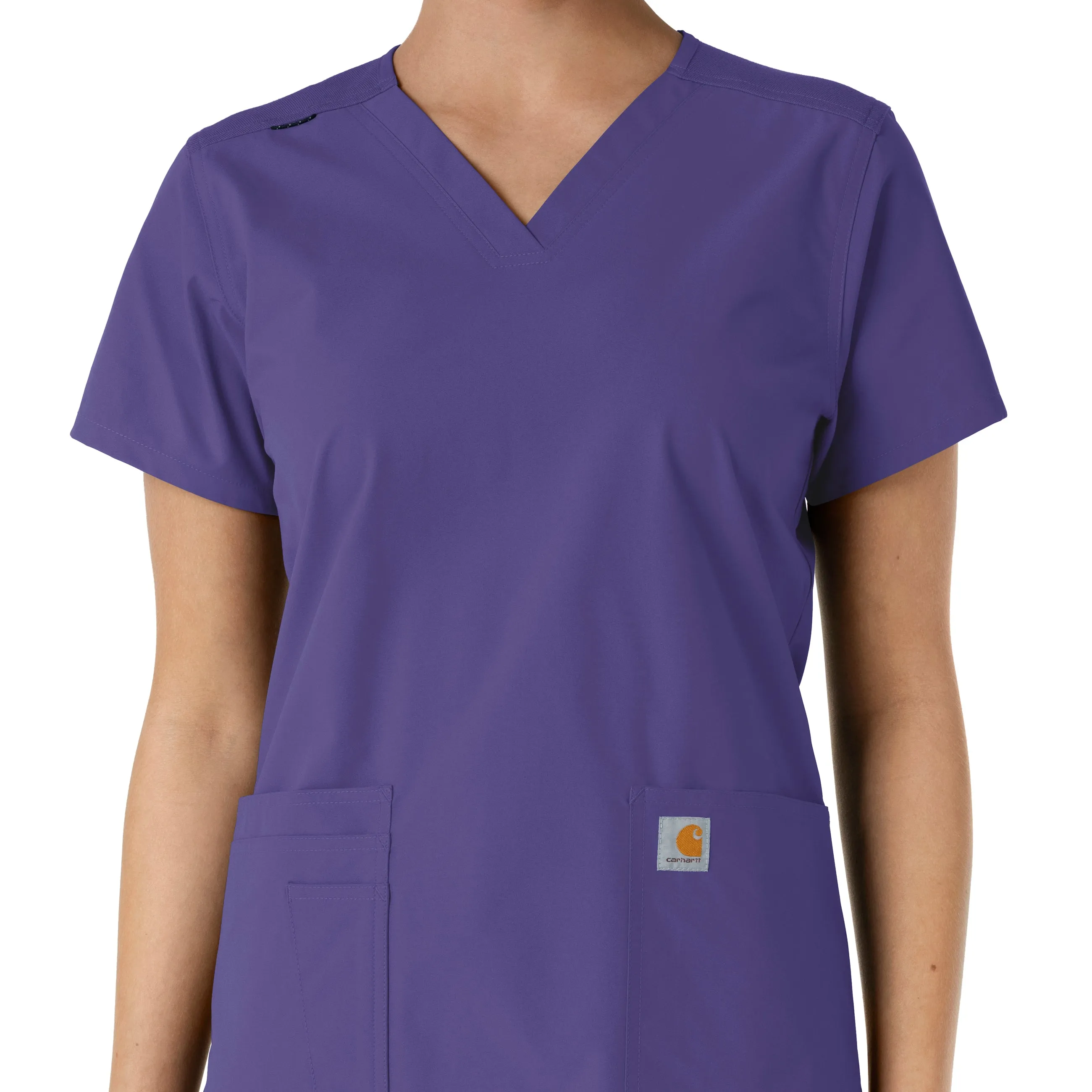 Force Essentials C12313 V-Neck Knit Panel Scrub Top Grape