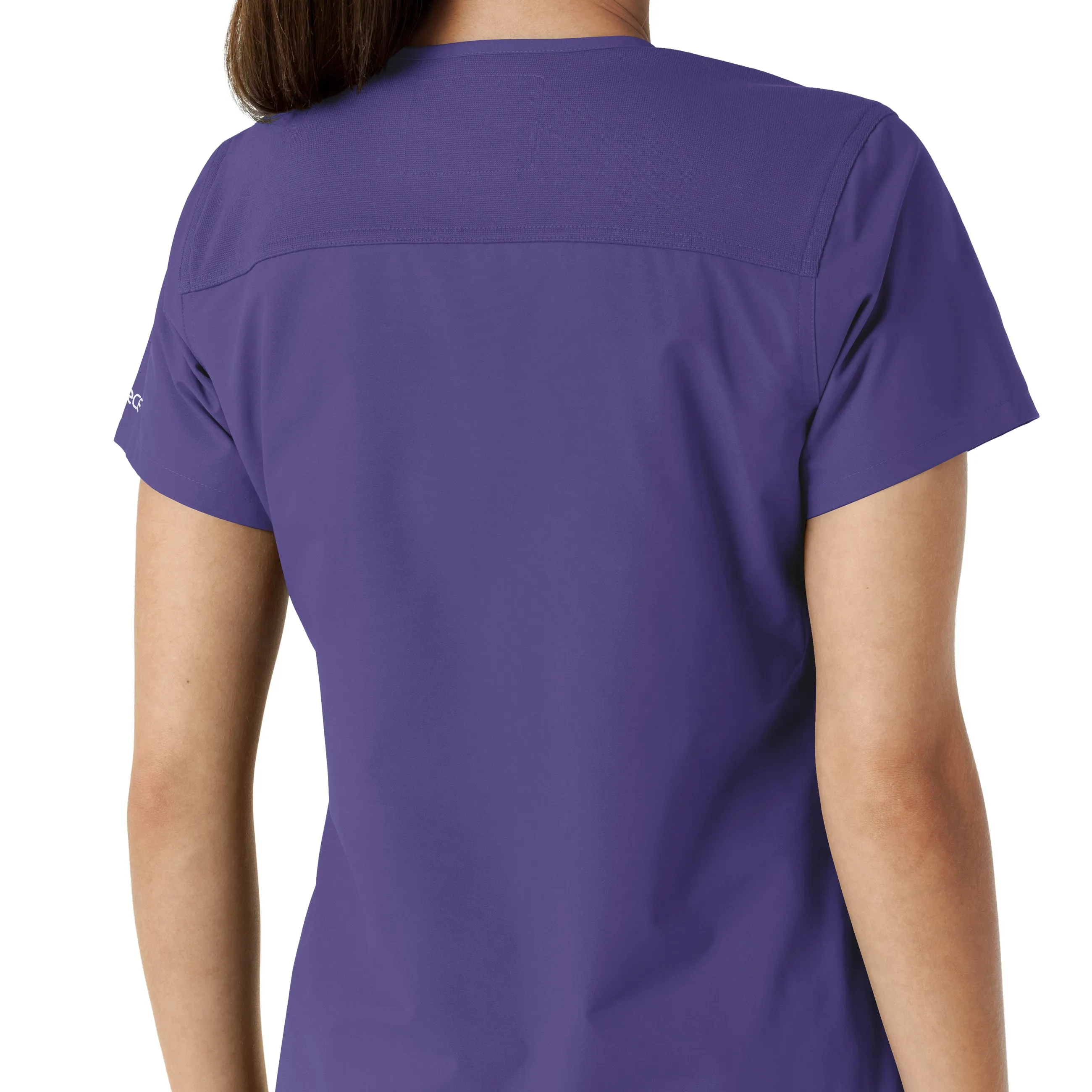 Force Essentials C12313 V-Neck Knit Panel Scrub Top Grape