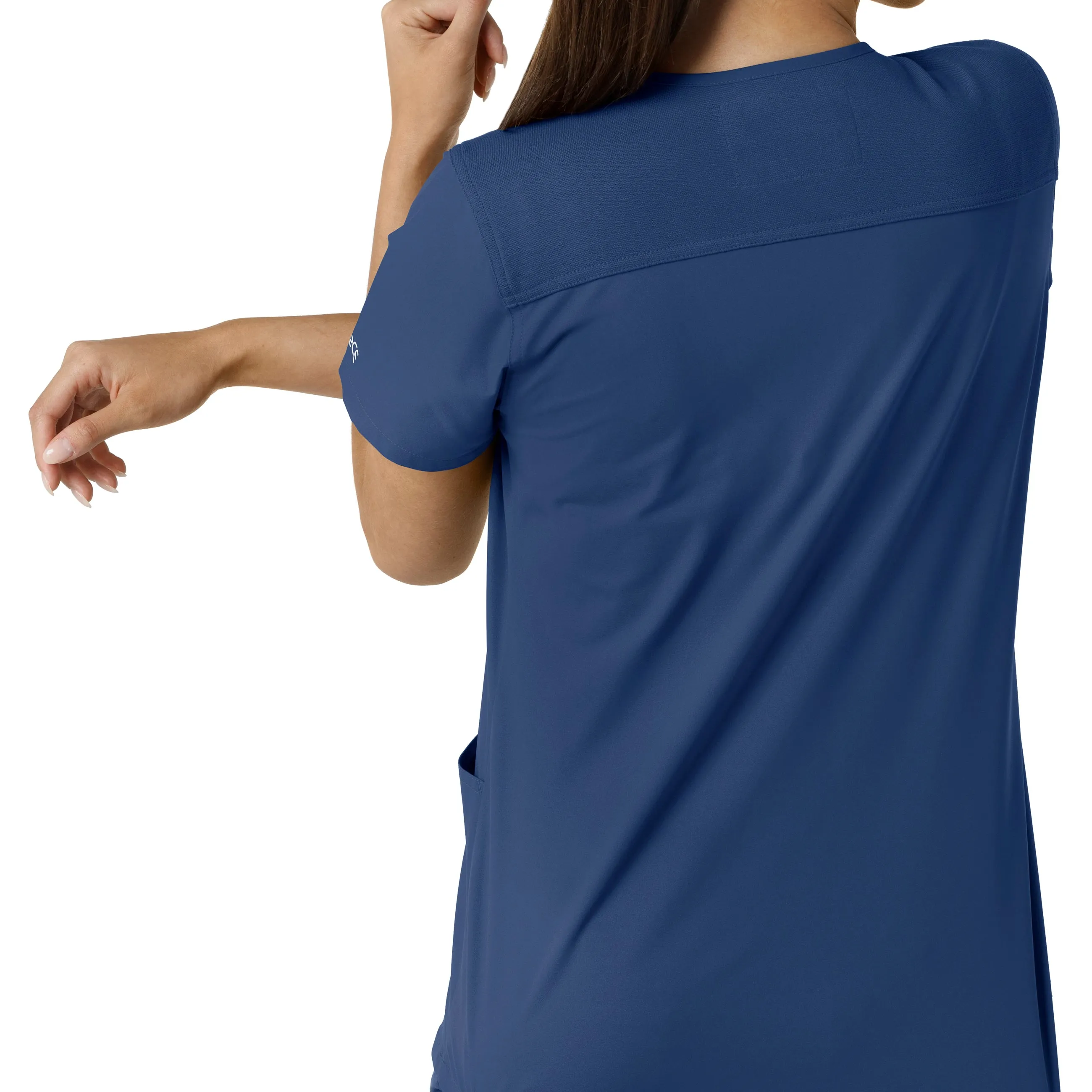 Force Essentials C12313 V-Neck Knit Panel Scrub Top Navy