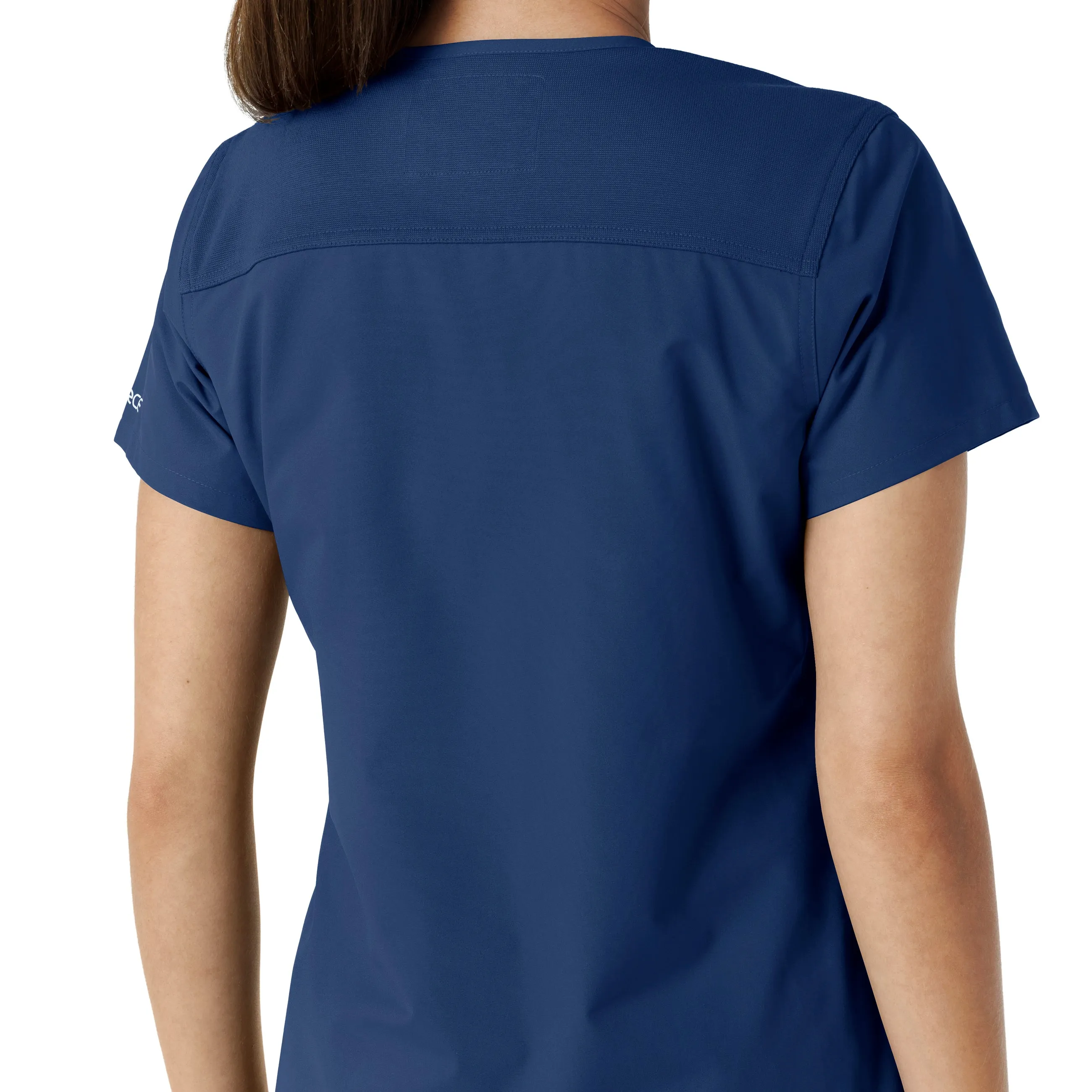 Force Essentials C12313 V-Neck Knit Panel Scrub Top Navy