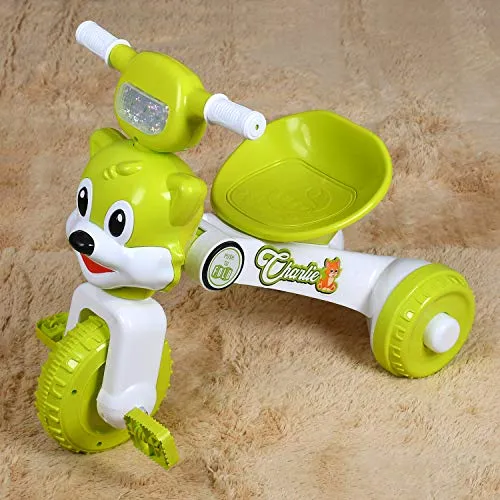 Fun Ride Charlie Cat Foldable Tricycles with Music and Lights for Boys and Girls of 2-4 Years (Green, Weight Upto 18 Kg)