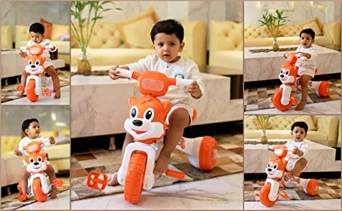 Fun Ride Charlie Cat Foldable Tricycles with Music and Lights for Boys and Girls of 2-4 Years (Green, Weight Upto 18 Kg)