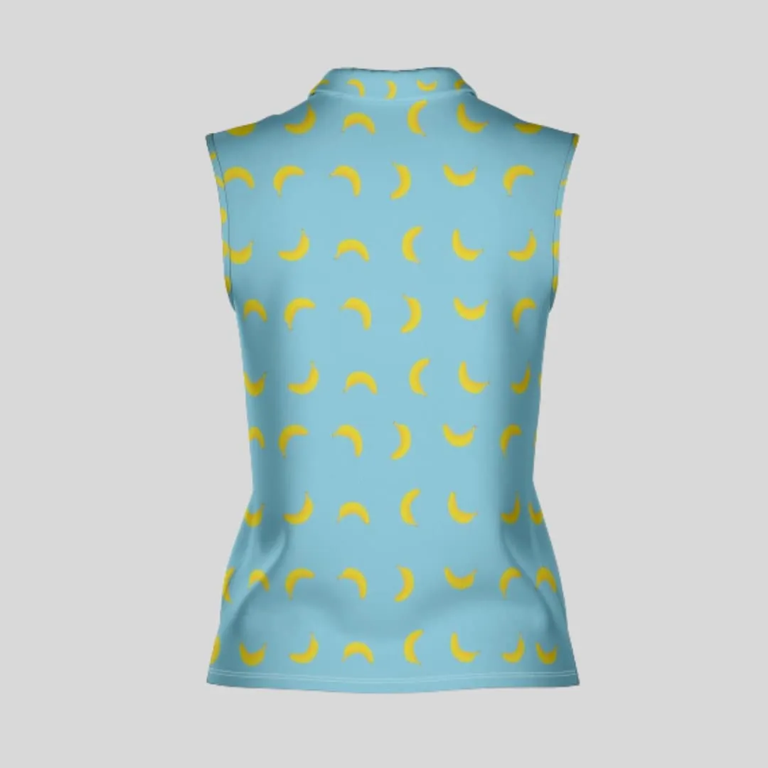 Going bananas sleeveless golf polo shirt for women