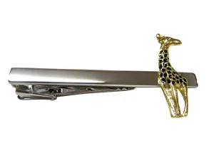 Gold and Silver Toned Giraffe Square Tie Clip