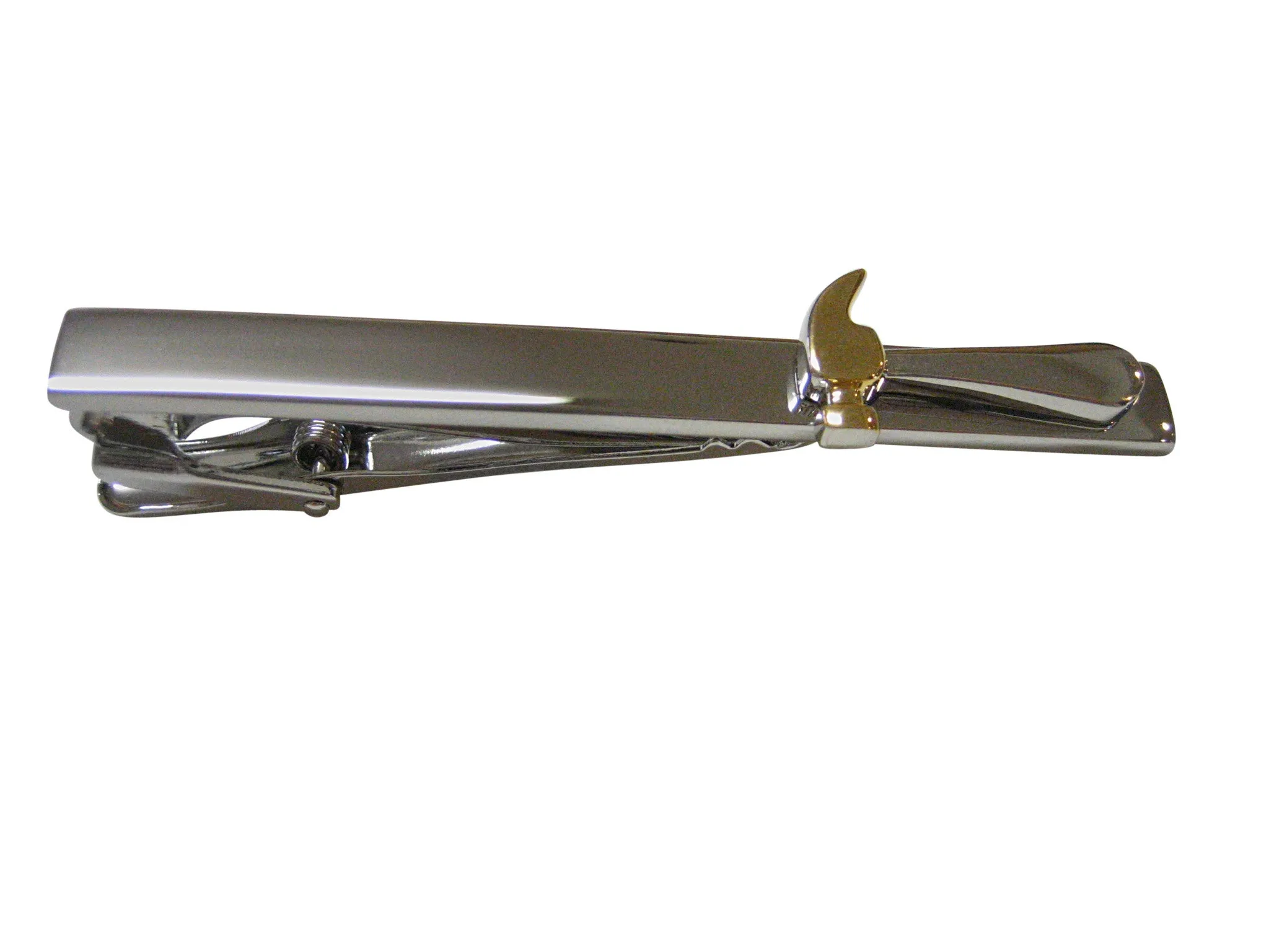 Gold and Silver Toned Hammer Tool Square Tie Clip