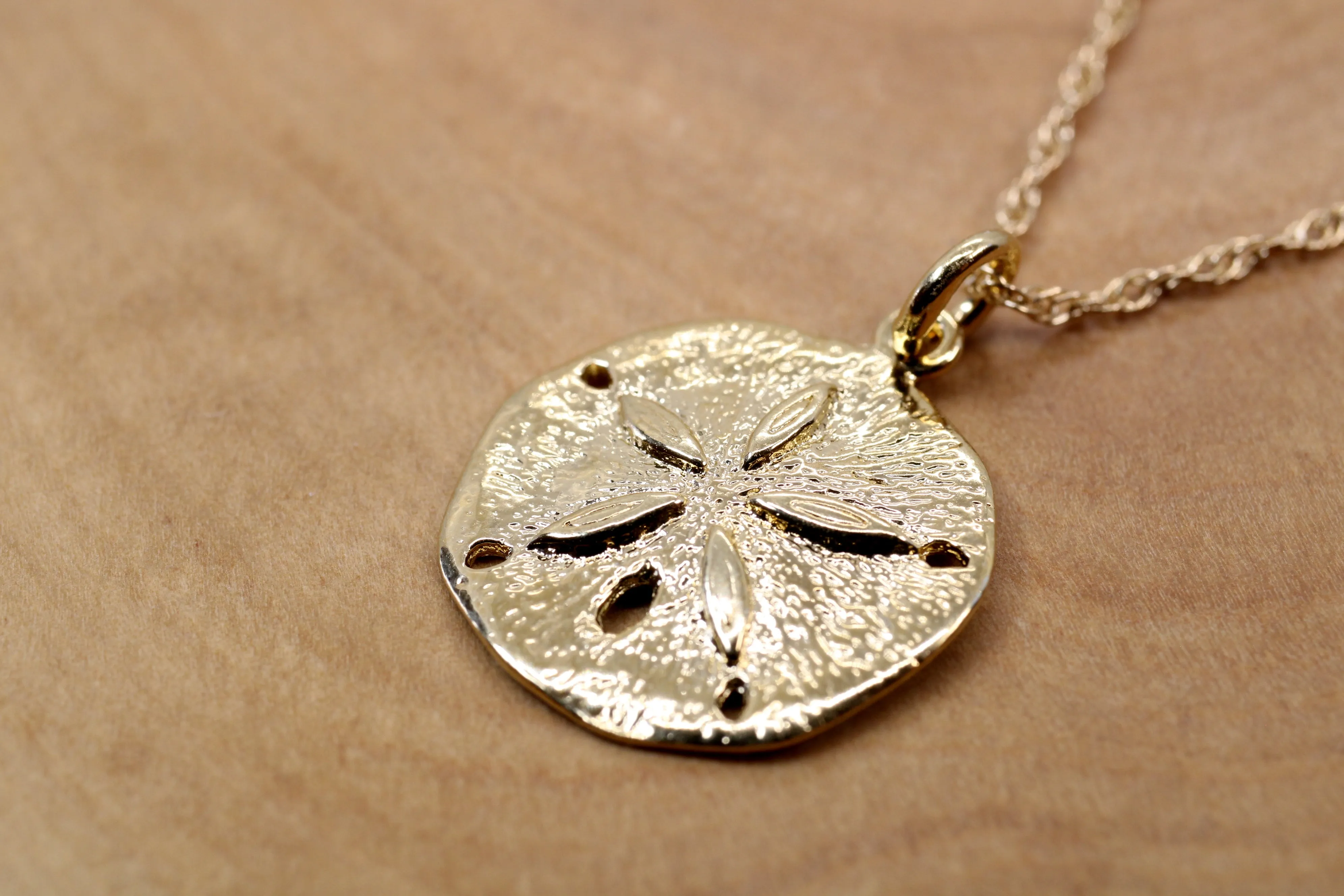 Gold Sand Dollar Necklace or charm for her made in 14kt gold vermeil