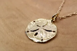 Gold Sand Dollar Necklace or charm for her made in 14kt gold vermeil