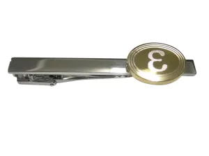 Gold Toned Etched Oval Greek Letter Epsilon Pendant Tie Clip