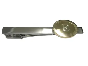 Gold Toned Etched Oval Letter E Monogram Tie Clip