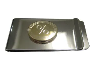 Gold Toned Etched Oval Mathematical Percent Sign Money Clip