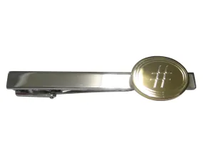Gold Toned Etched Oval Pound Hash Tag Symbol Pendant Tie Clip