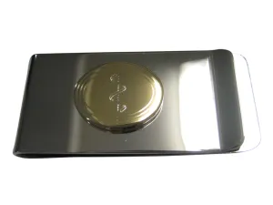 Gold Toned Etched Oval RNA Ribonucleic Acid Molecule Money Clip
