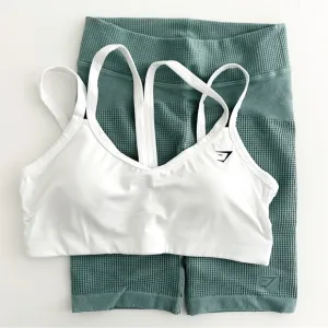 Gymshark M/L Pause Seamless Cycling Shorts &amp; Strap Feature Sports Bra Set