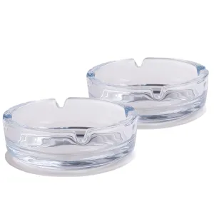 Homestic Decorative Ash tray for Cigarette Stylish|Round Shape Pack of 2 (Transparent)