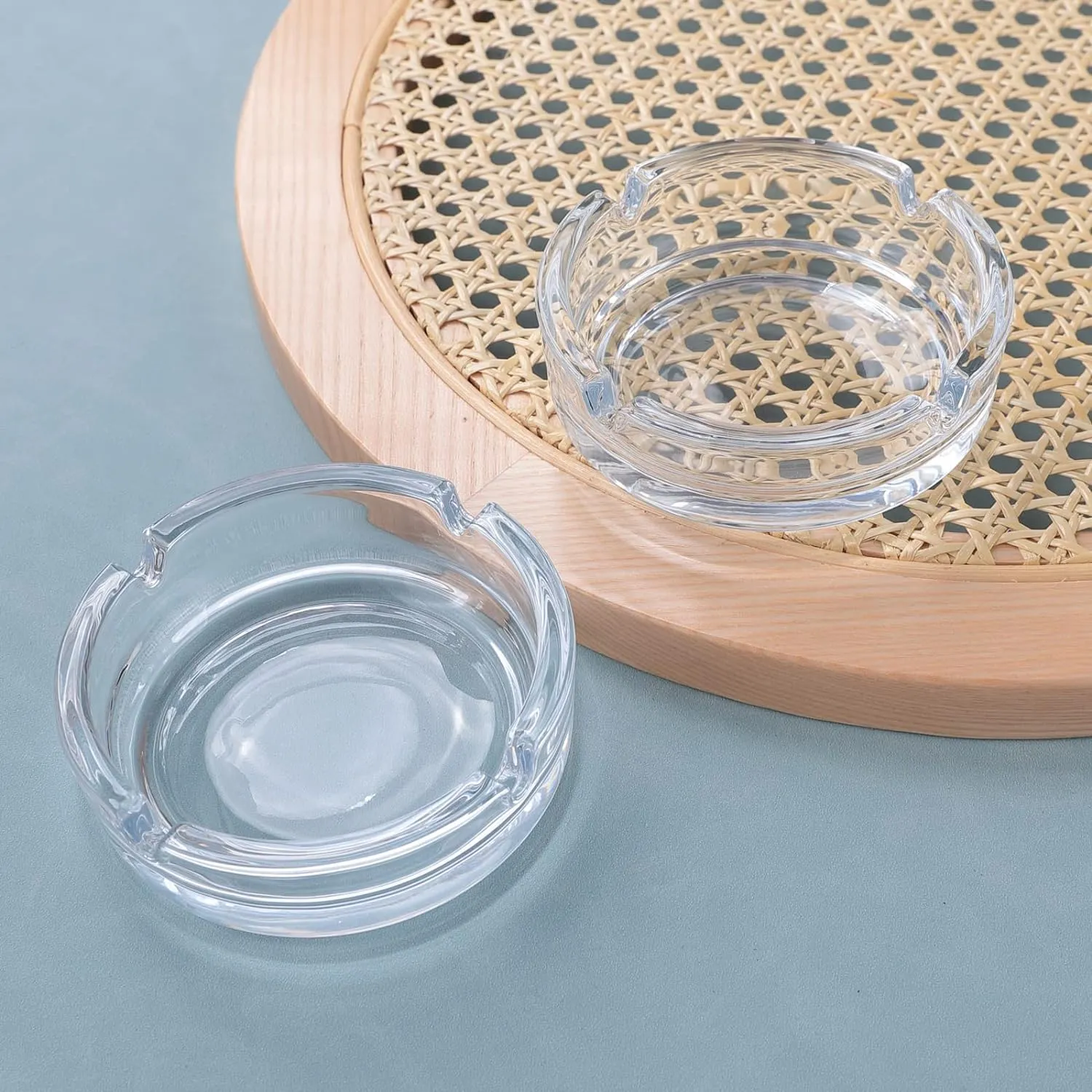 Homestic Decorative Ash tray for Cigarette Stylish|Round Shape Pack of 2 (Transparent)