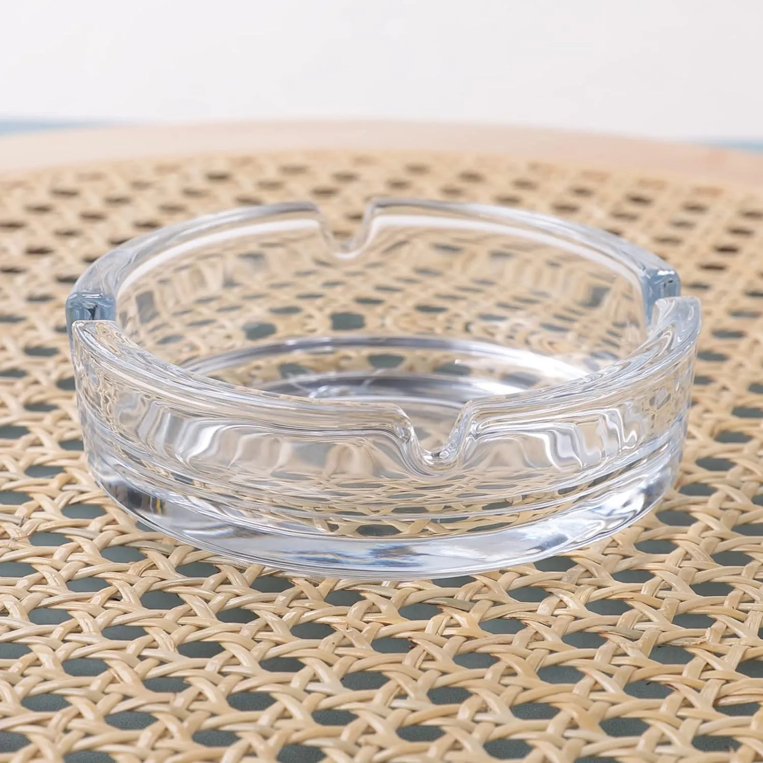 Homestic Decorative Ash tray for Cigarette Stylish|Round Shape Pack of 2 (Transparent)
