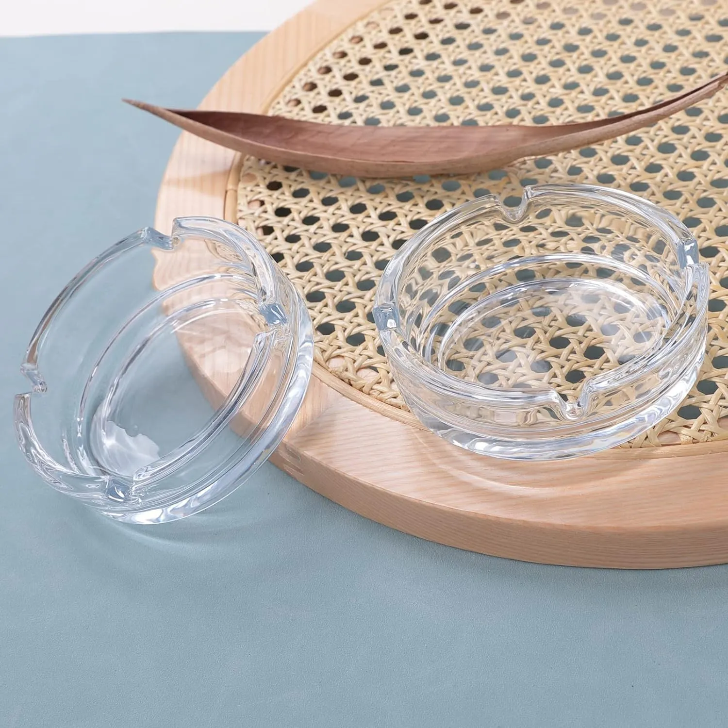Homestic Decorative Ash tray for Cigarette Stylish|Round Shape Pack of 2 (Transparent)