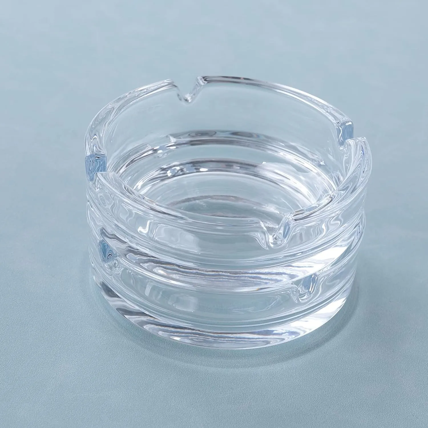 Homestic Decorative Ash tray for Cigarette Stylish|Round Shape Pack of 2 (Transparent)