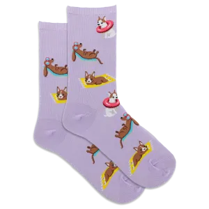 HOTSOX Women's Beach Dogs Crew Sock