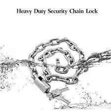 HST Heavy Metal 3 Feet Chain with Lock 40mm for Gate, Fence, Luggage, Cycle, Bike, Good Lock (Silver)