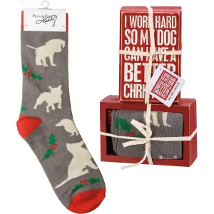 I Work Hard So My Dog Box Sign And Sock Set