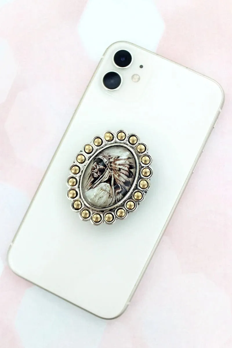 Indian Chief Goldtone cell phone Grip & stand