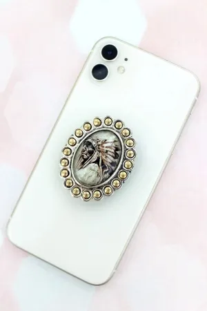 Indian Chief Goldtone cell phone Grip & stand