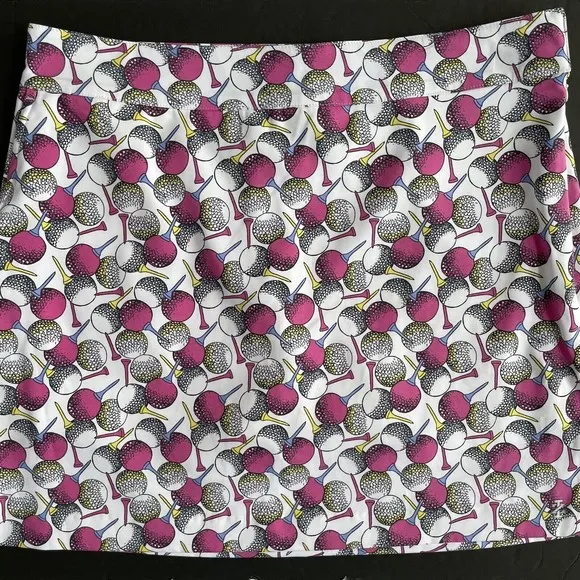 Izod Golf Skort Skirt Size 10 NEW Pockets Stretch White Pink Blue Balls Tees
