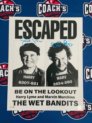 Joe Pesci & Daniel Stern DUAL Autographed "Wet Bandits" Wanted 16x20 Poster (Beckett LOA)