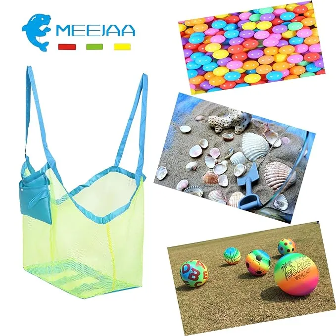 Kids' Mesh Beach Bag - Spacious Toy Organizer for Beach Trips, Pool Days & Bathtime Fun | Holds Shells, Towels & Bath Toys