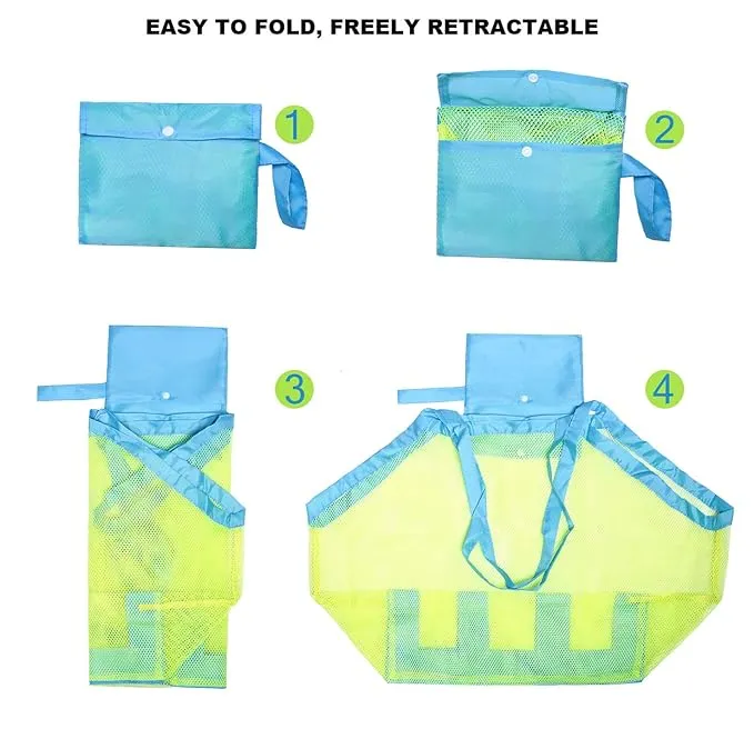 Kids' Mesh Beach Bag - Spacious Toy Organizer for Beach Trips, Pool Days & Bathtime Fun | Holds Shells, Towels & Bath Toys