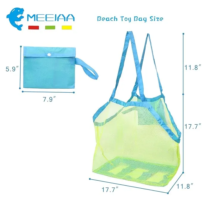 Kids' Mesh Beach Bag - Spacious Toy Organizer for Beach Trips, Pool Days & Bathtime Fun | Holds Shells, Towels & Bath Toys