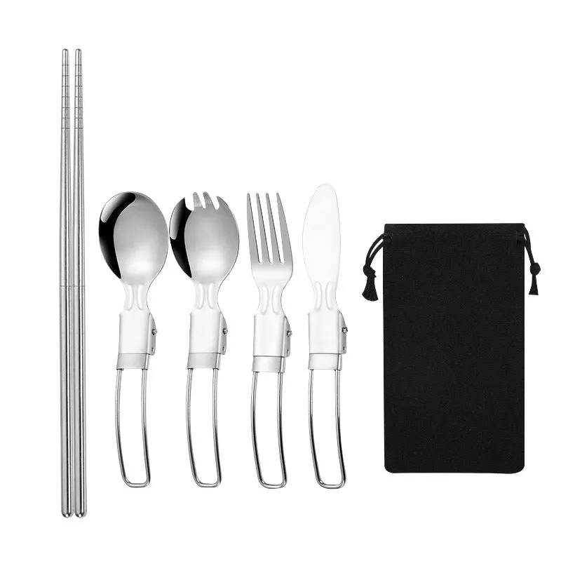 KinWild Travel Utensil Set Fork Steak Knives Folding