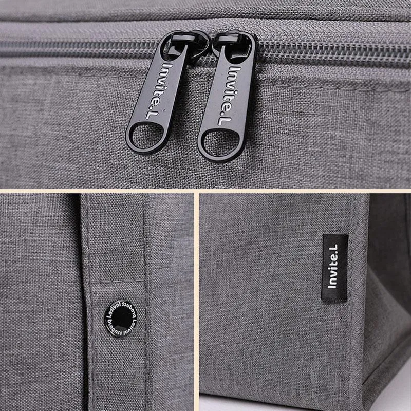 L Size Lunch Bag Thermal Insulated Box Bento Pouch Food Tote Work School Picnic